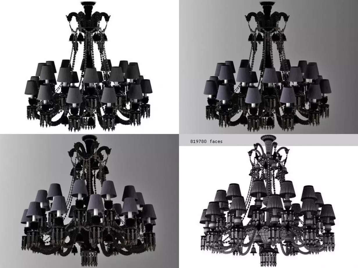 Black Zenith Chandelier 3D model_0