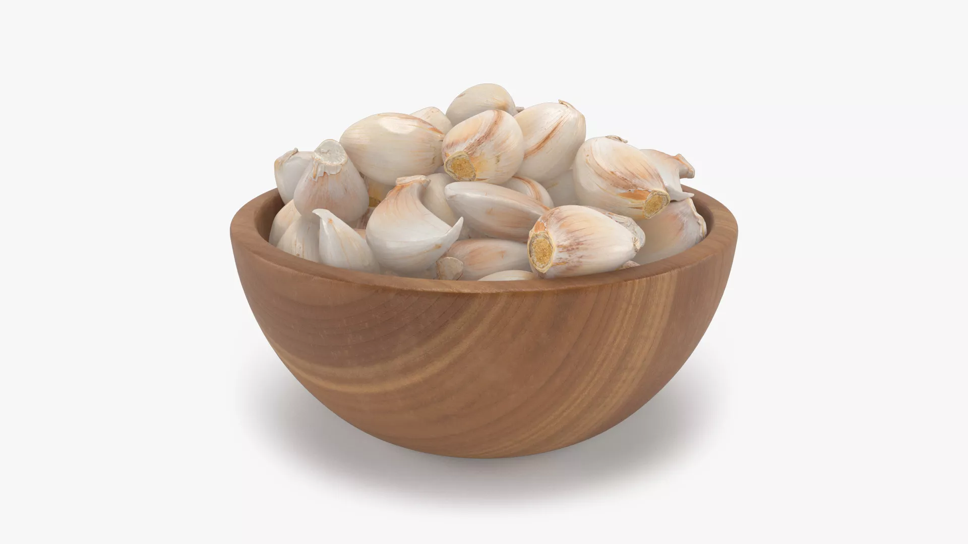 Garlic Clove in Wooden Bowl 3D model