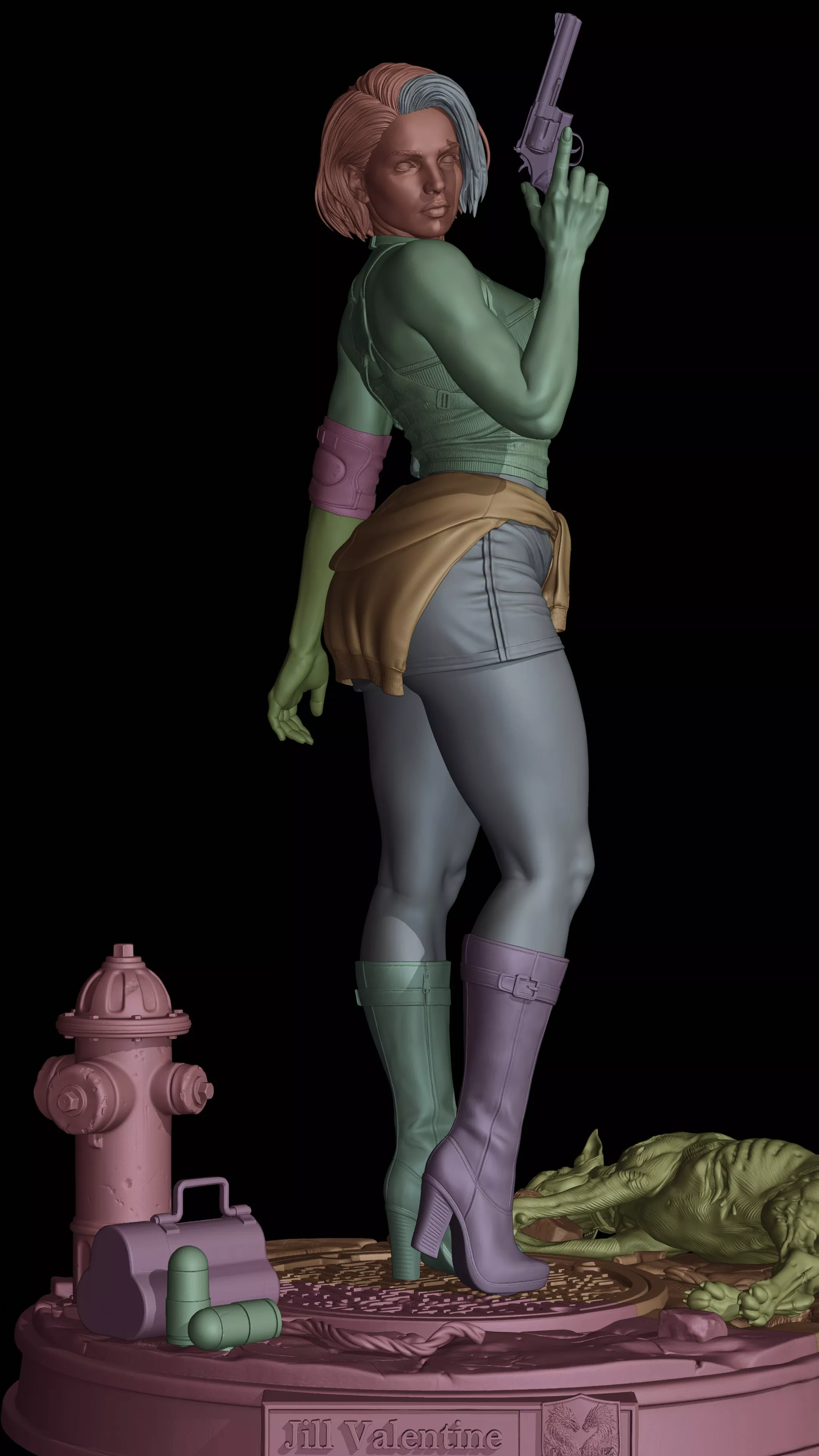 Jill Valentine Resident Evil 3 Diorama Statue for 3D Print stl 3D print model