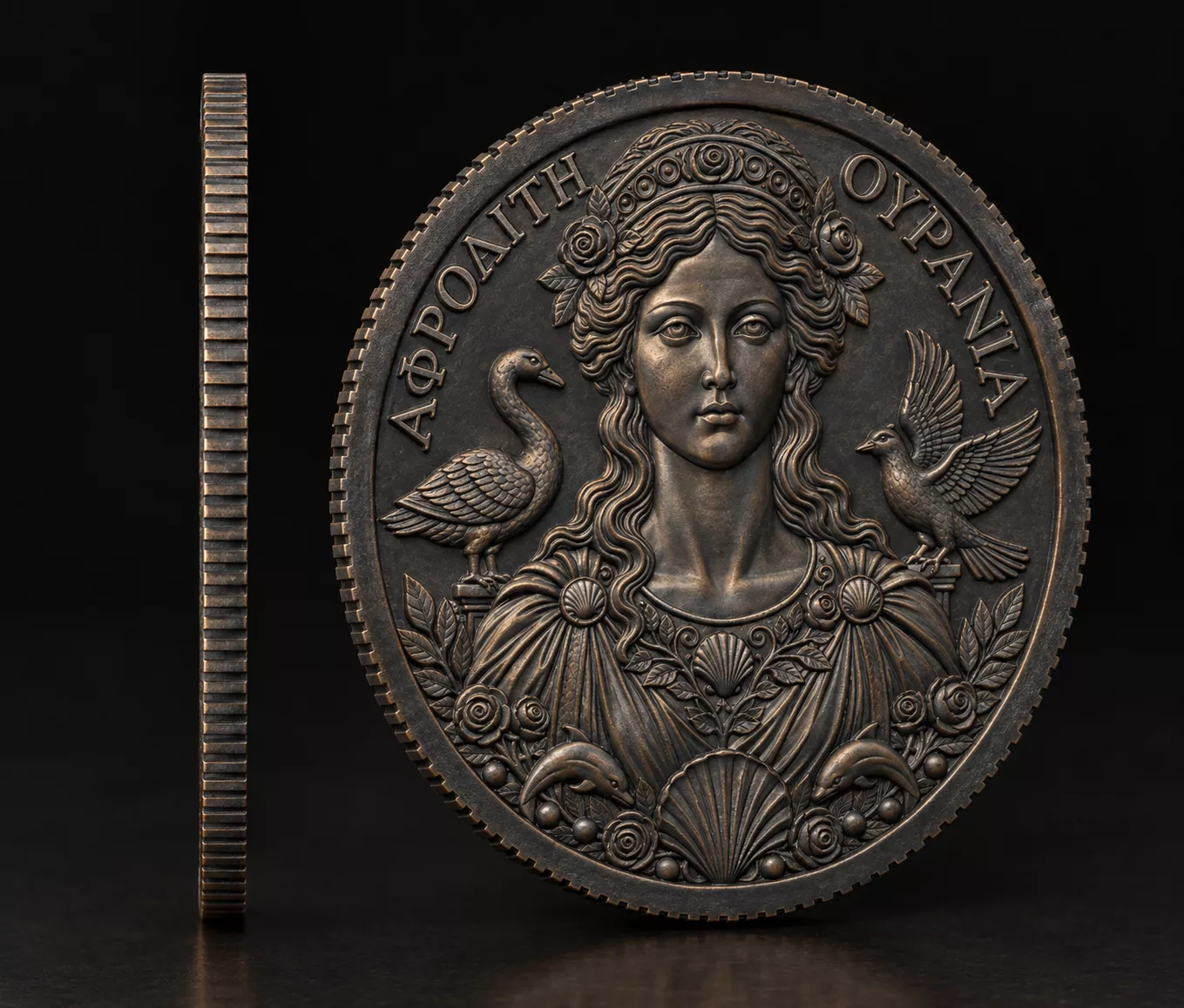 Aphrodite Ourania Goddess of Heavenly Love Coin 3D print model