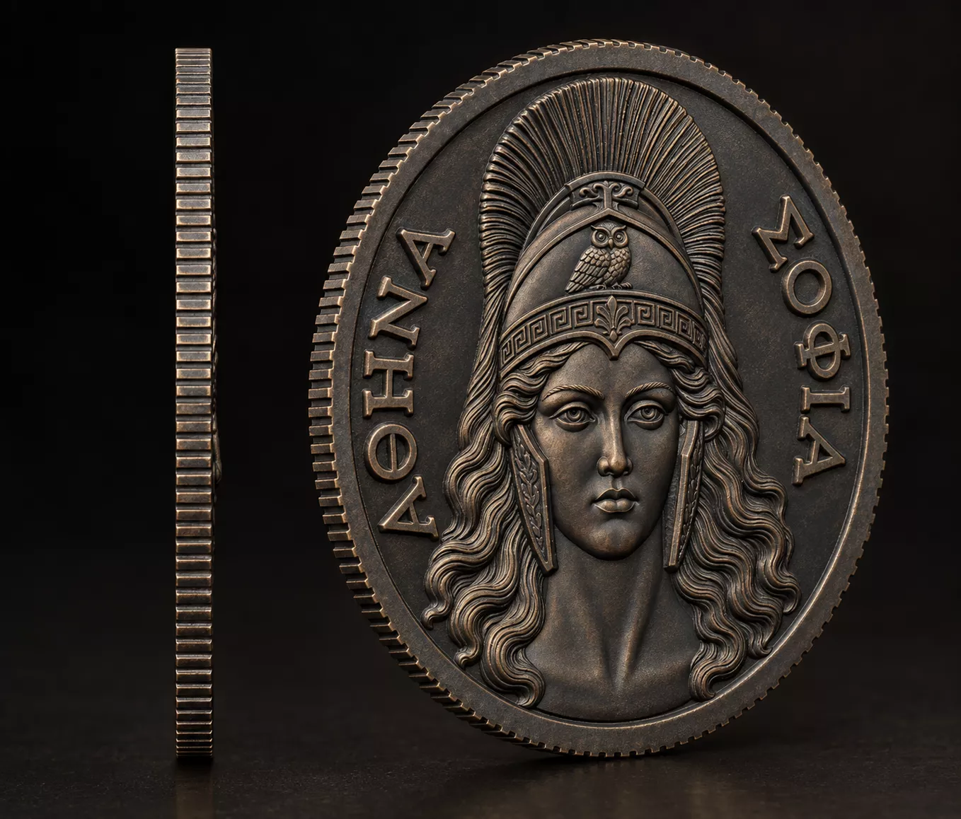 Athena Goddess of Wisdom and Strategy Coin 3D print model