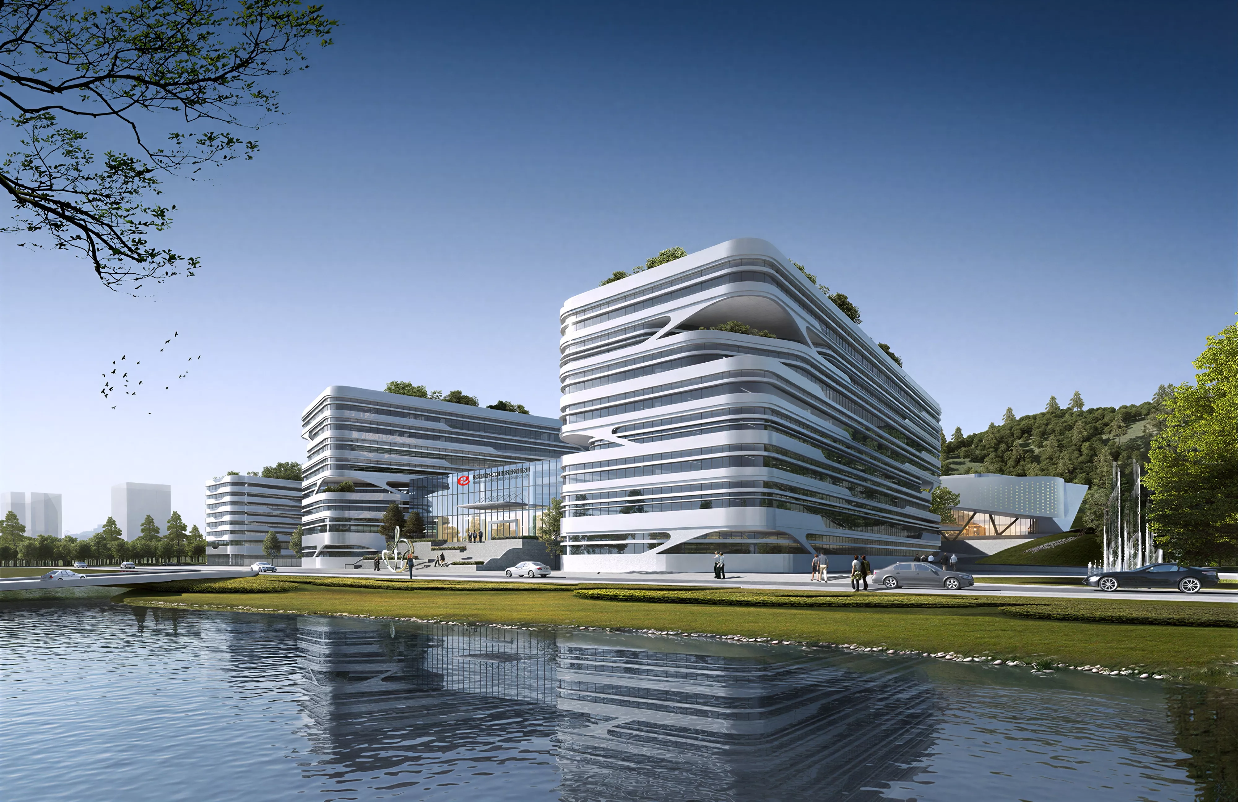 Modern Office Corporate Headquarters Tech Park 3D Model 3D model