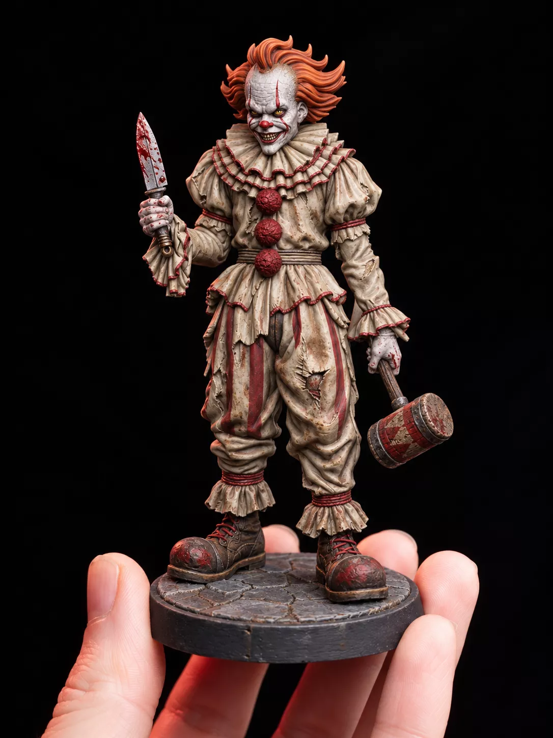 Evil Sewer Clown Horror Miniature Dagger Mallet Scalable 28mm 32 3D print model