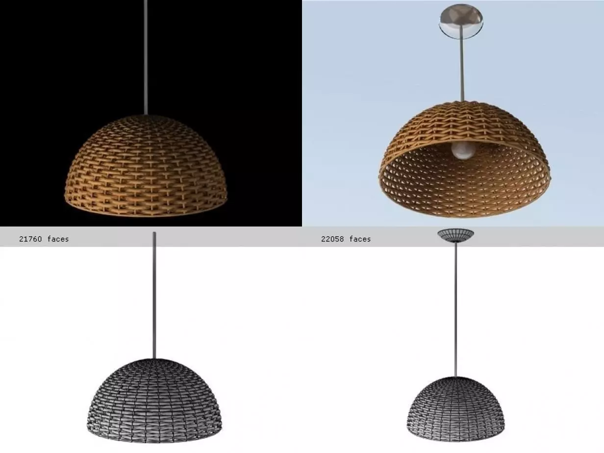 Aura wicker pendant lamp 3D model_0
