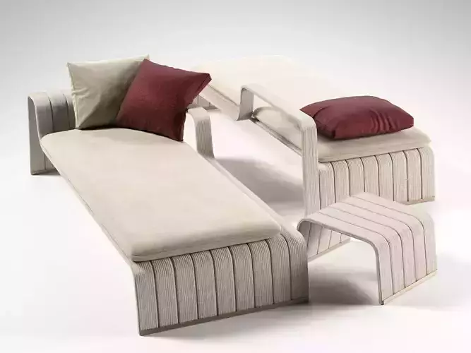 Frame Chaise Longues and Side Table