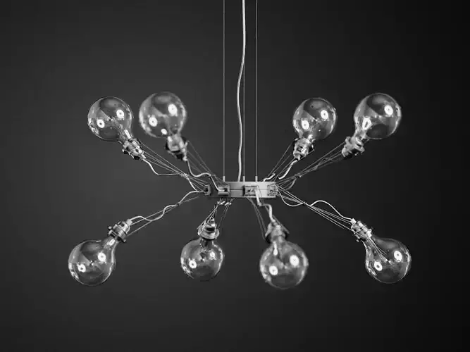 Matrix 8 chandelier with glass balls hanging from it 3D model