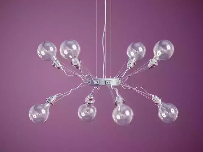 Matrix 8 chandelier with glass balls hanging from it