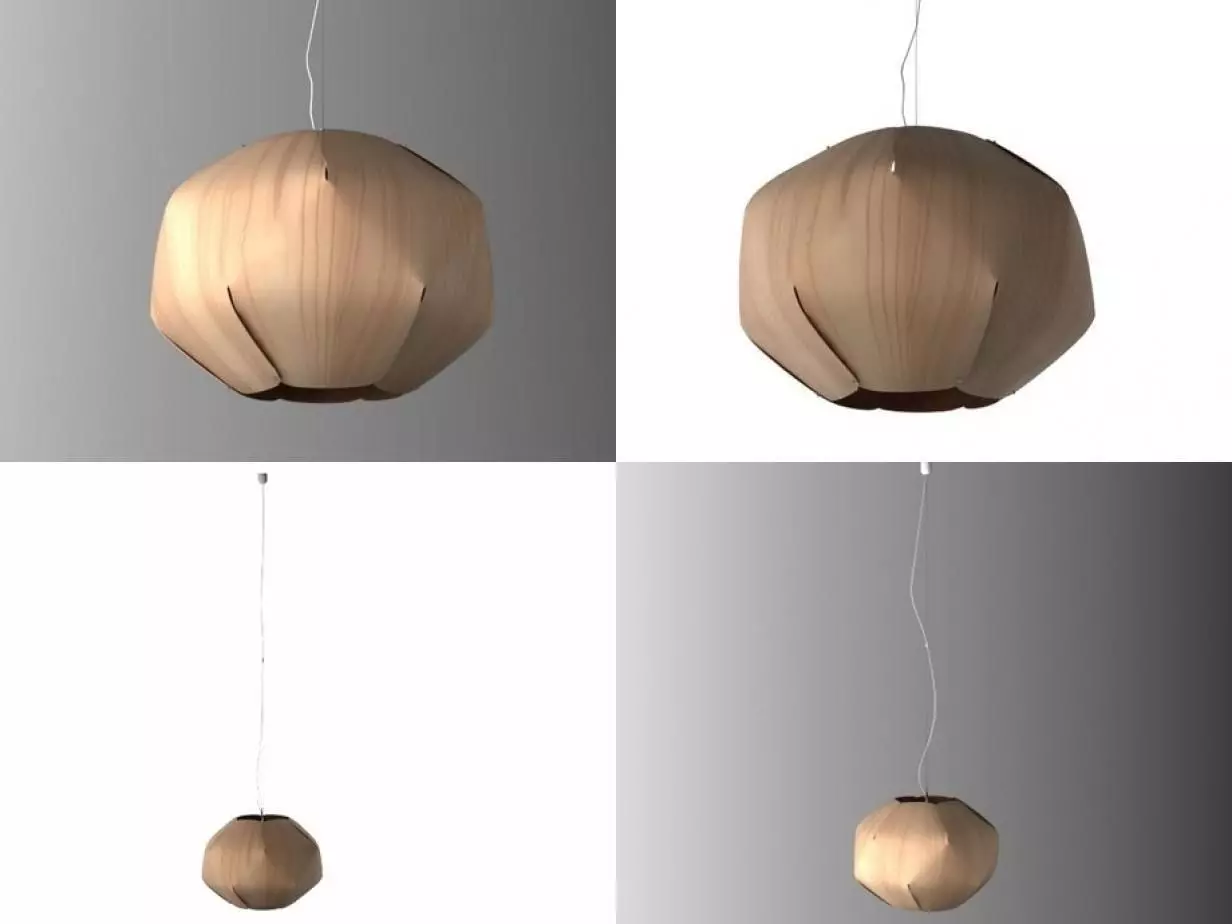 Evolute pendant lamp made of wood 3D model_0