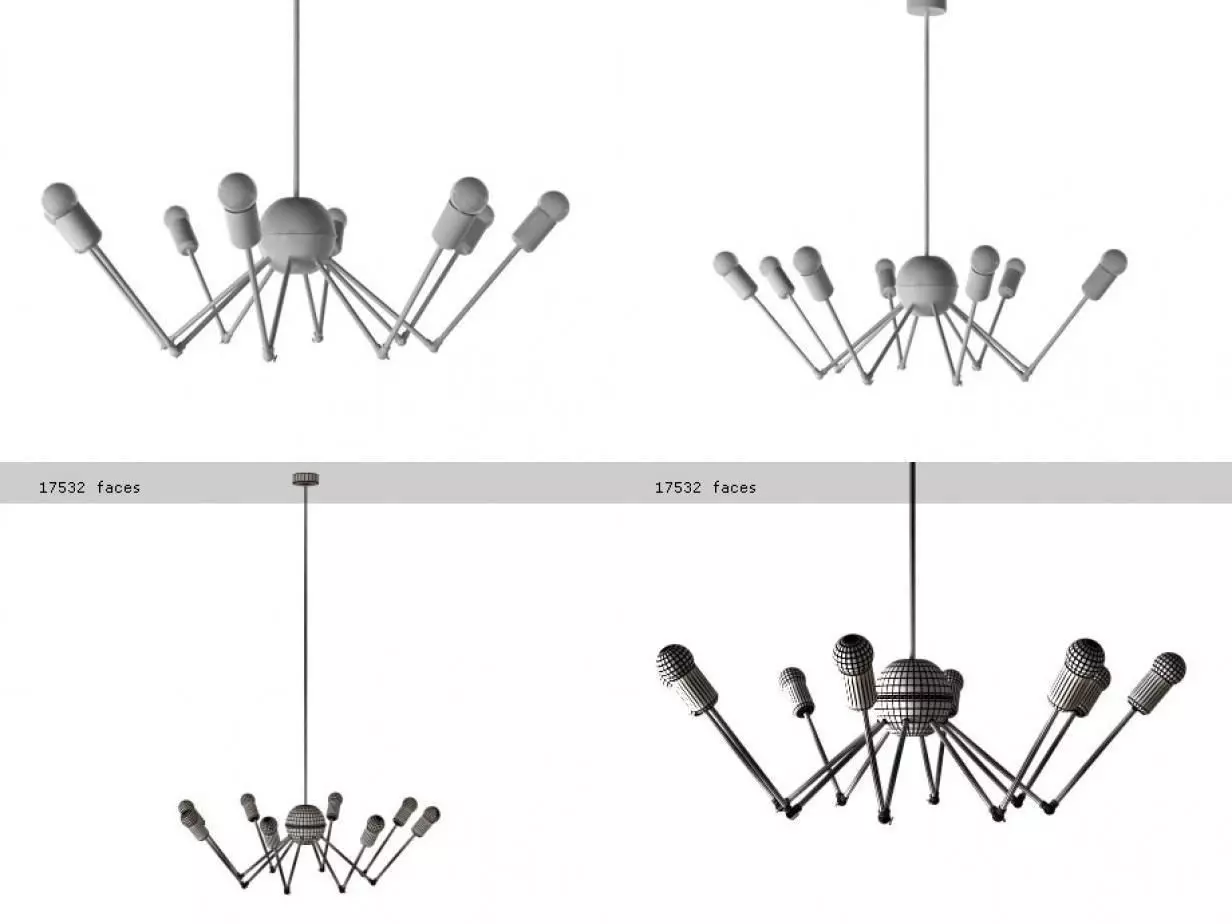 Octopus Single Chandelier 3D model_0
