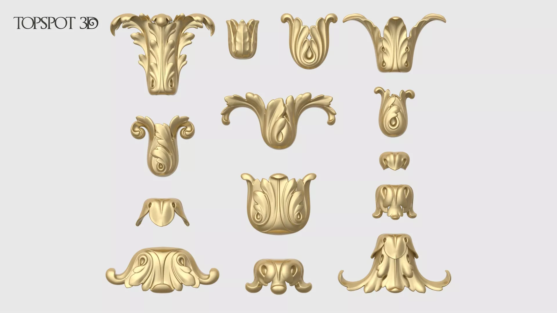 Acanthus Vertical Leaves Collection 3D print model