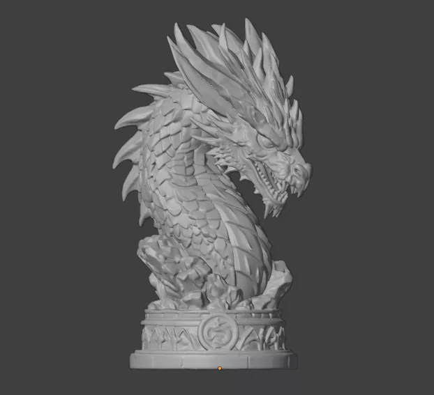 Ancient Dragon Bust STL Fantasy Dragon Statue 3D print model