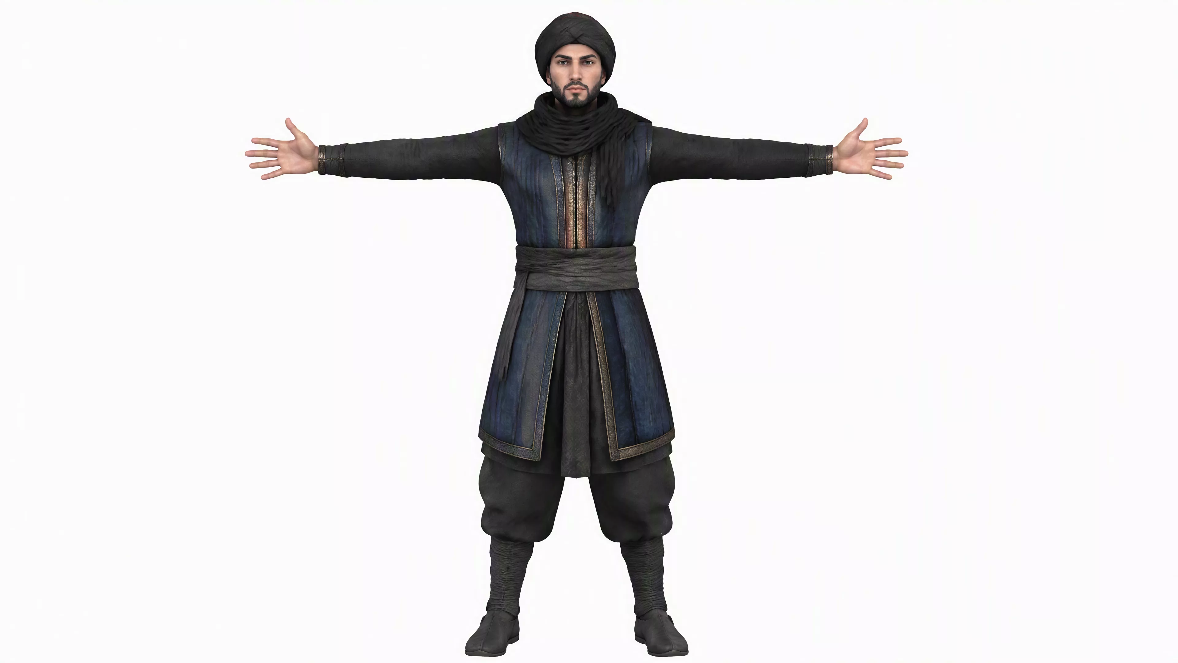 Arabian Warrior 3D Character Rigged Game Ready Low-poly 3D model