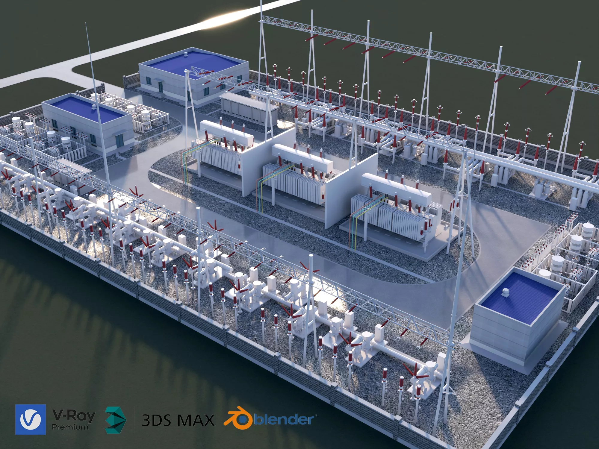 Power Substation 3D Model 3D model