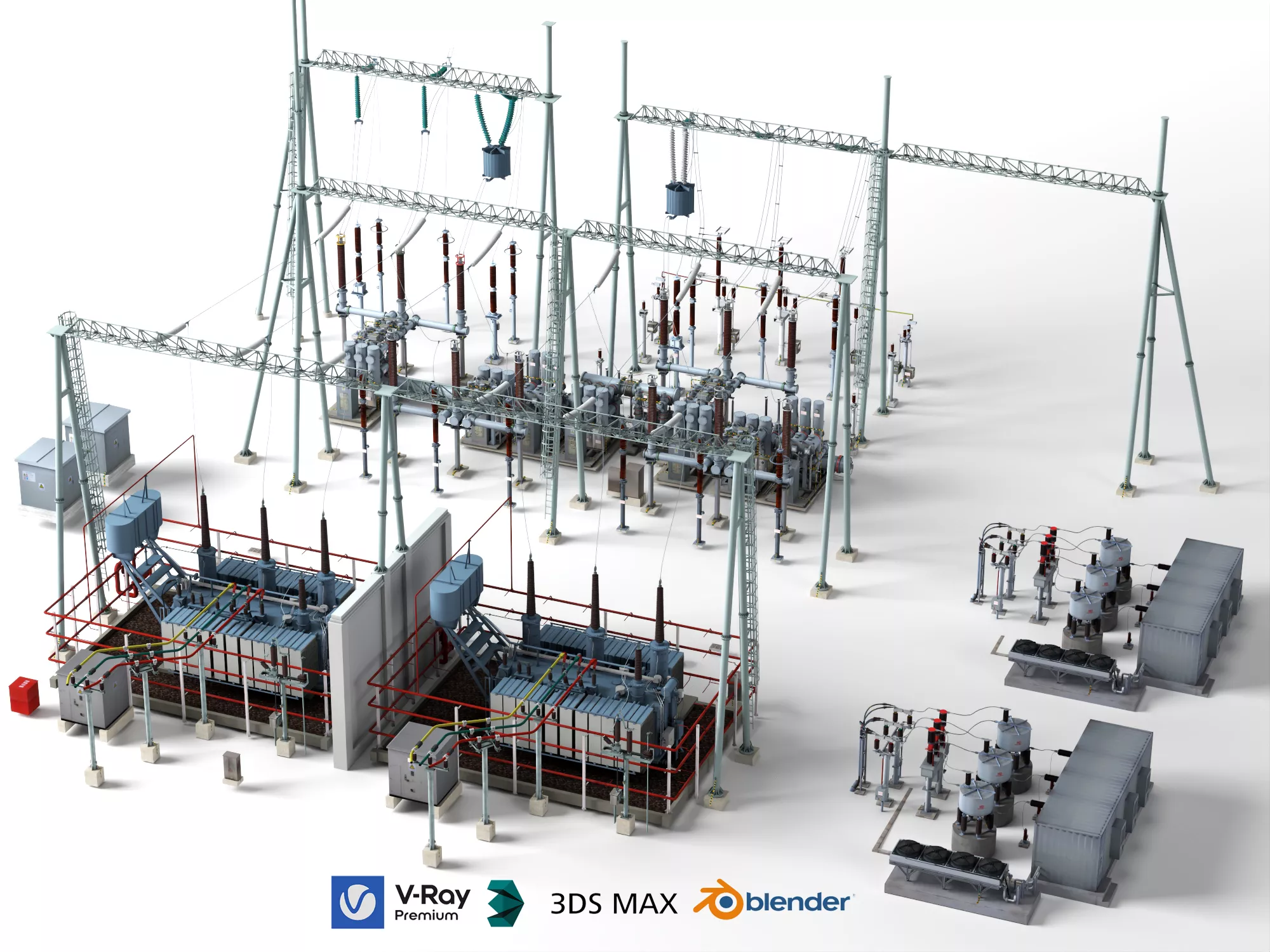 High Voltage Substation Equipment 3D Model 3D model