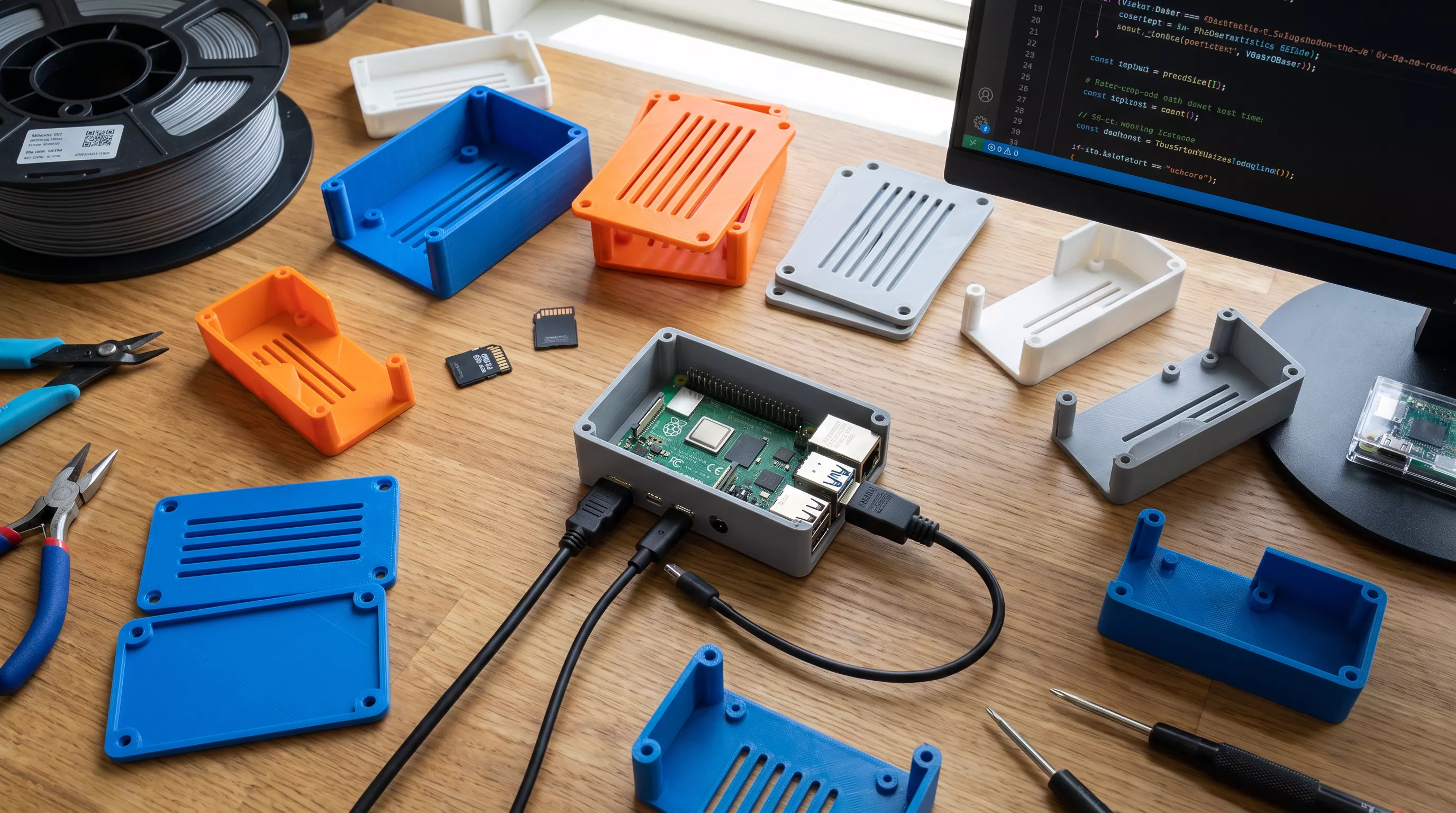 Raspberry Pi 5 Case Open Face Vented M2dot5 Heat Set Inserts 3D print model