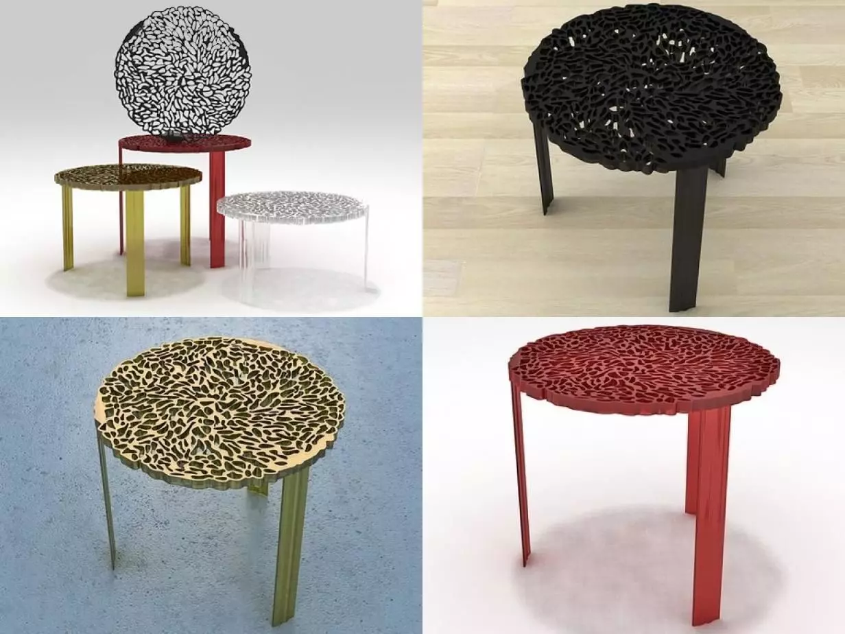 T-Table four different colored tables 3D model