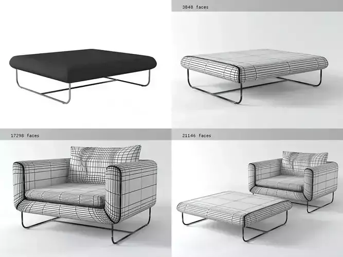 Avalon Armchair and Pouf