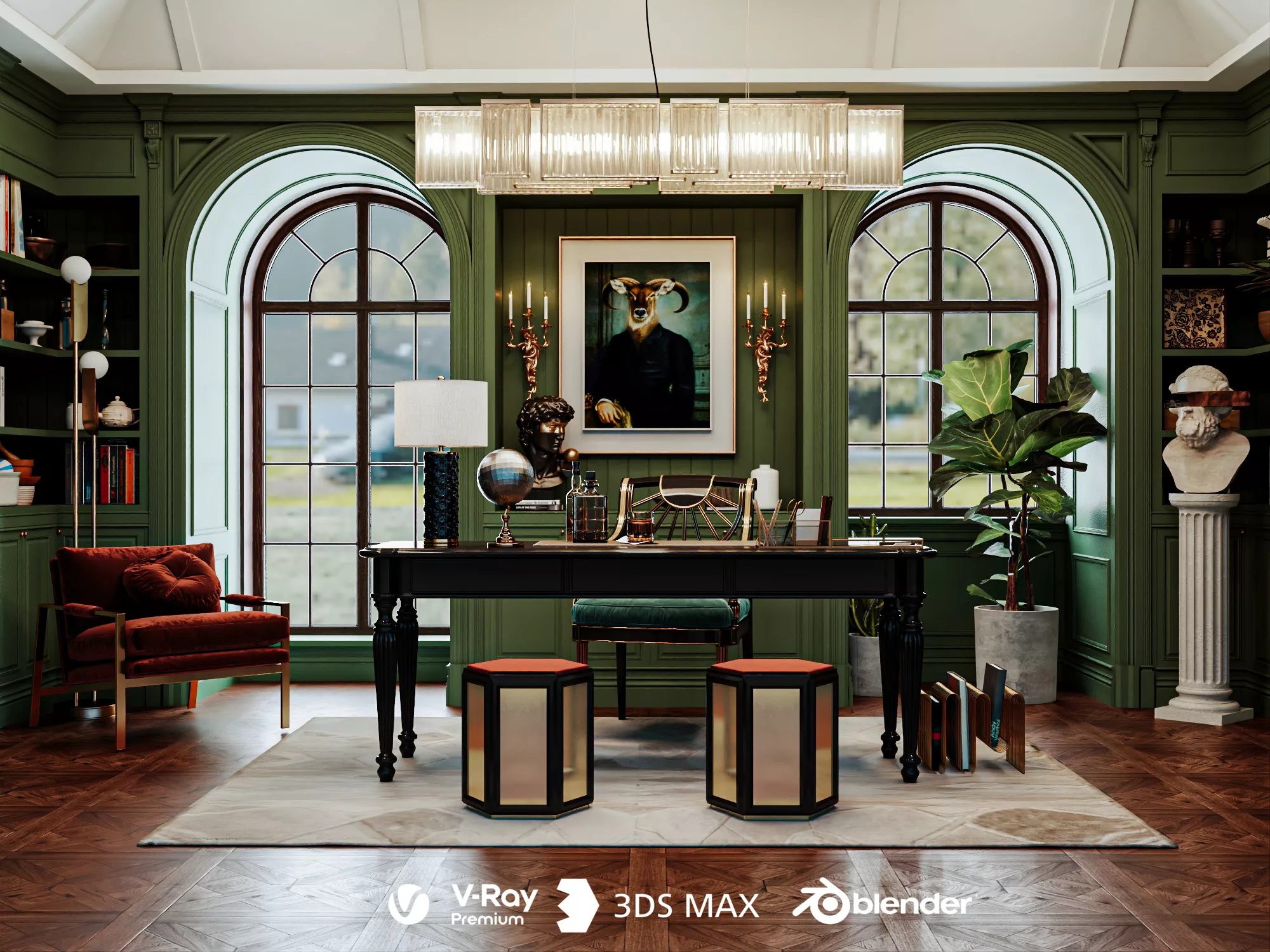 Classic Home Office Interior 3D model