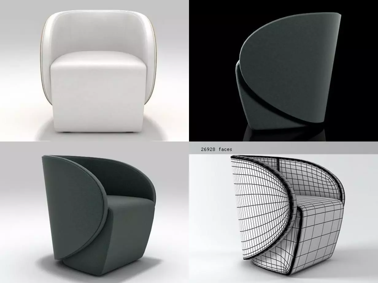 Cala chair with curved shape 3D model_1