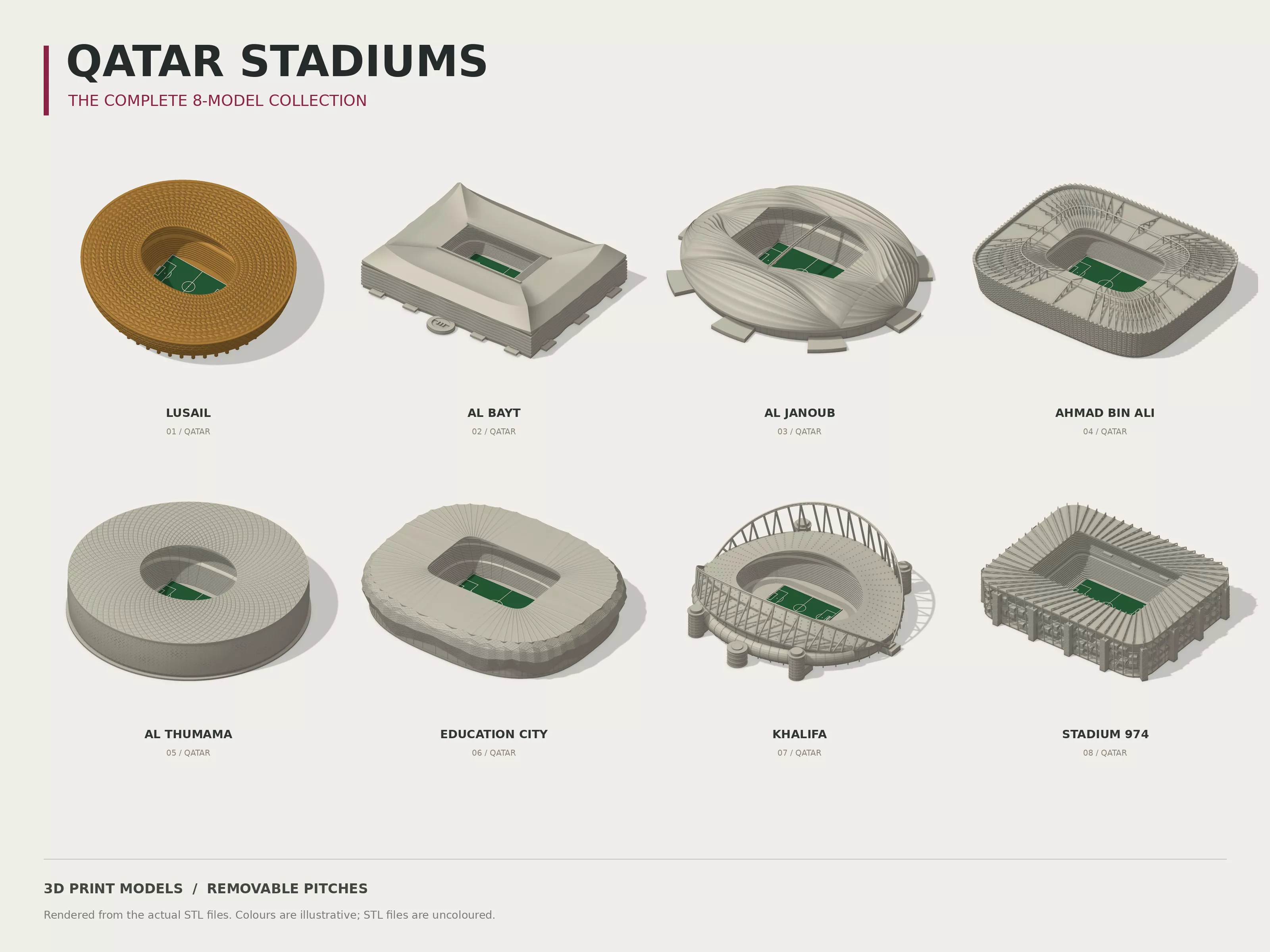 Qatar Stadium 8 Football Stadiums STL 3D Print Models 3D print model