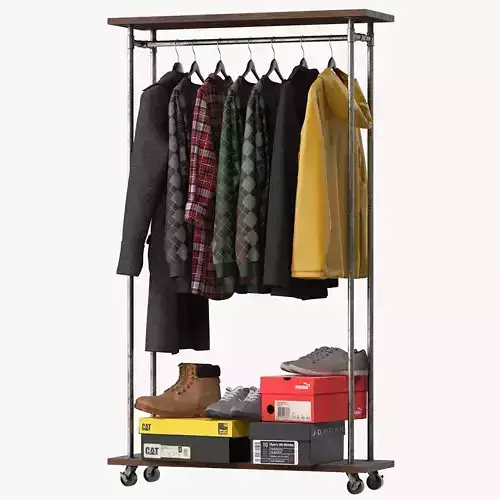 Industrial Clothes Rail Rack  3D model
