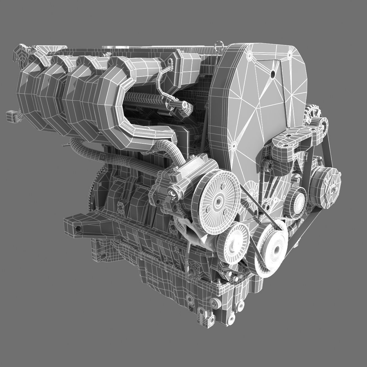 Car 4 Cylinder Engine 02 3D model_18