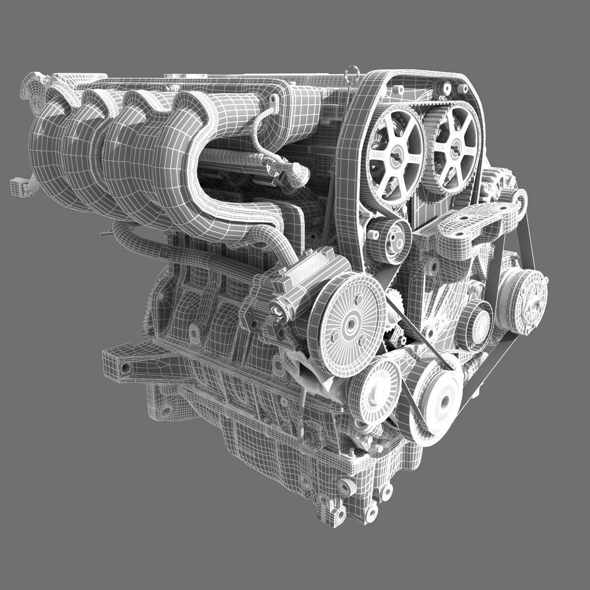Car 4 Cylinder Engine 02 3D model_21