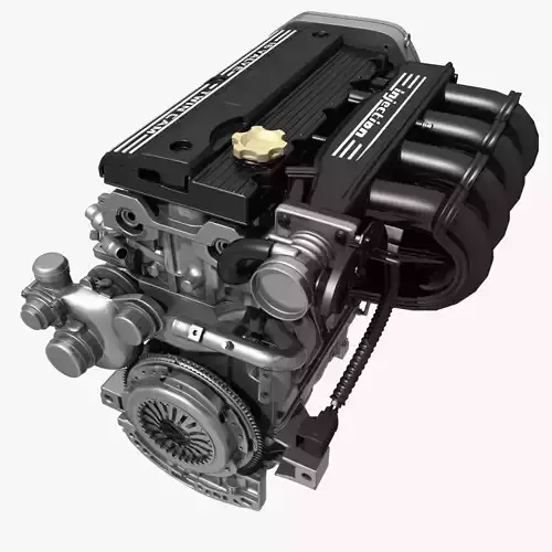 Car 4 Cylinder Engine 02 3D model