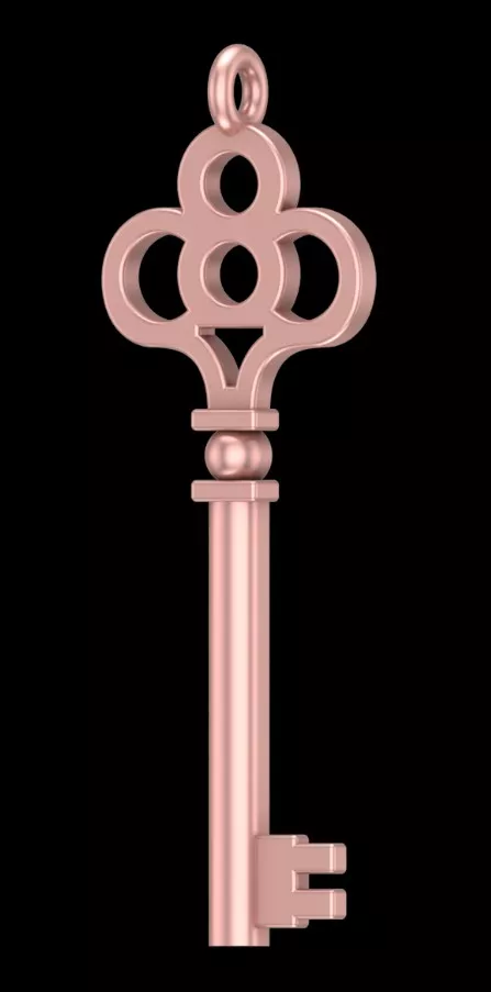 Vintage Ornamental Key Pendant CAD Model Free 3D print model