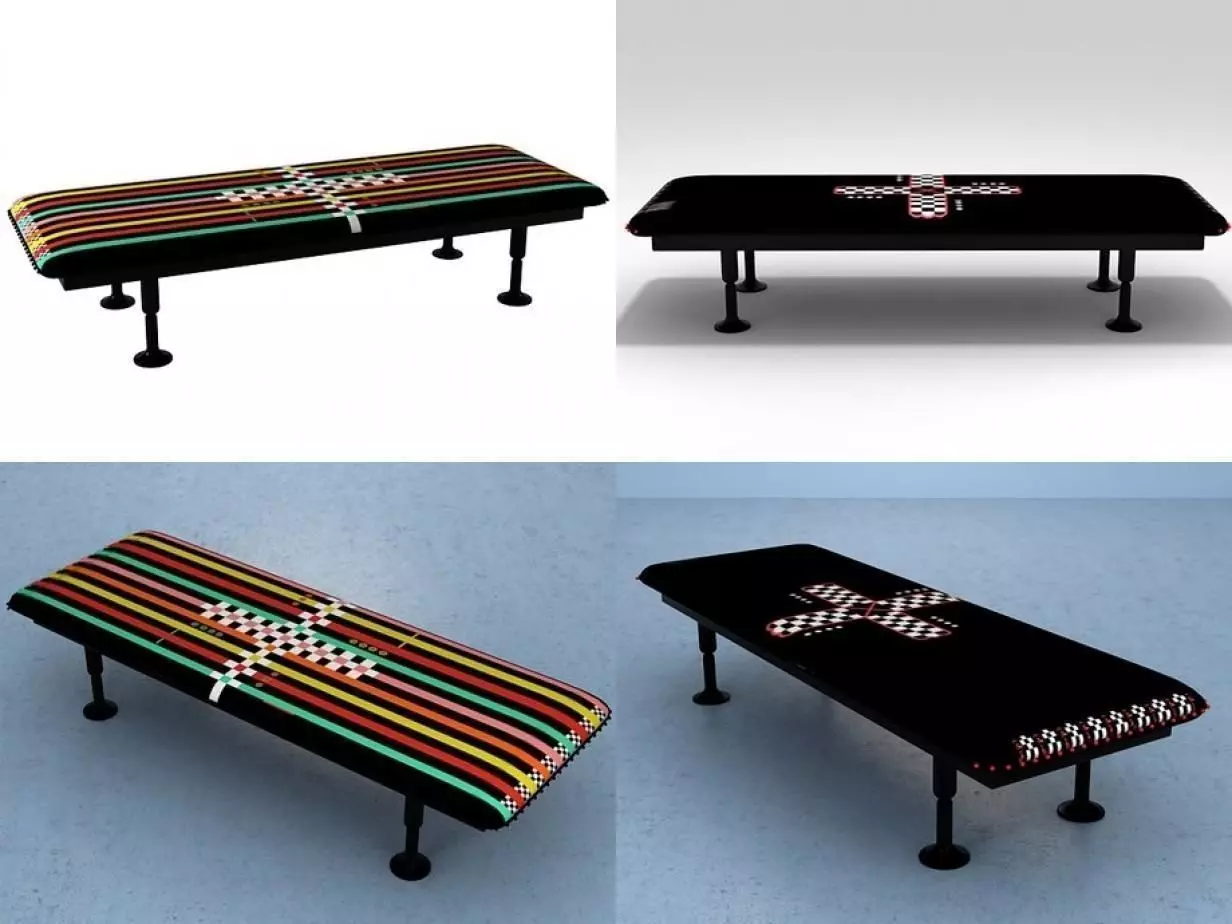 Charpoy bench with cross 3D model_1