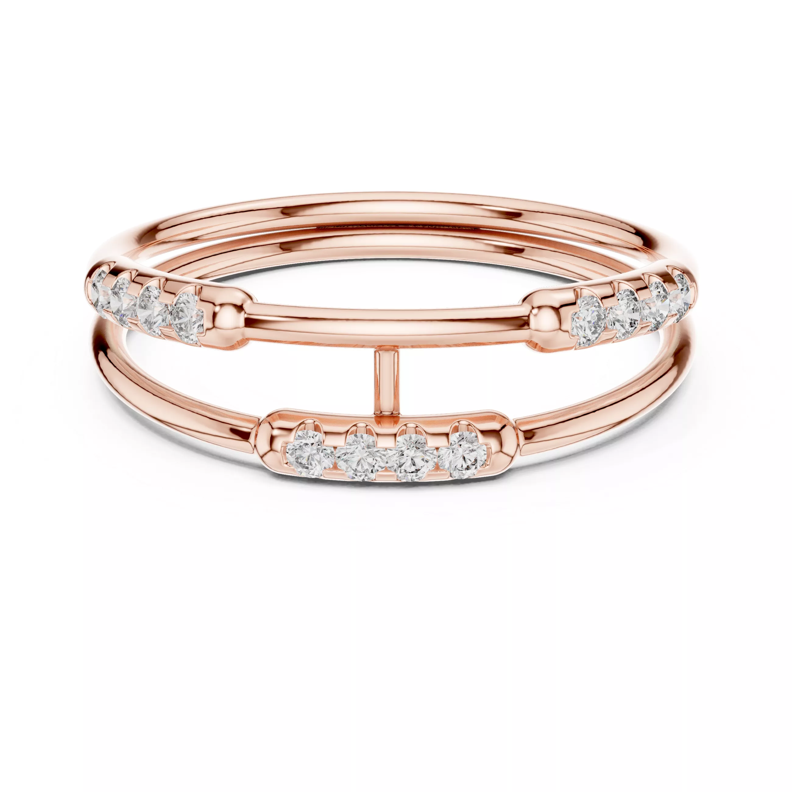 Modern Multi-Row Diamond Ring Rose Gold Jewelry Free 3D print model