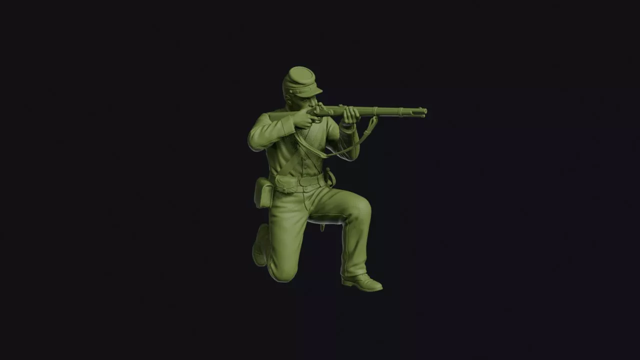 US Regular Infantryman of 1847 Kneeling to Fire 3D print model
