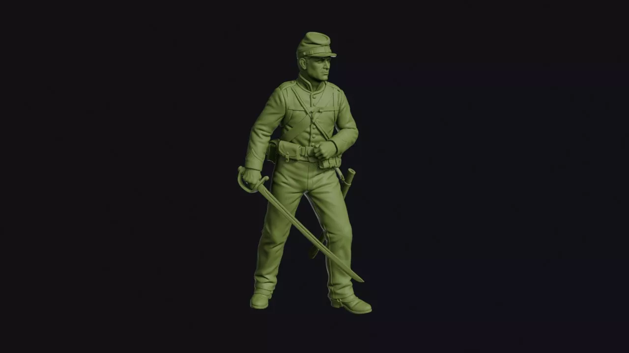 US Mexican War Dragoon Dismounted with Forage Cap and 3D print model