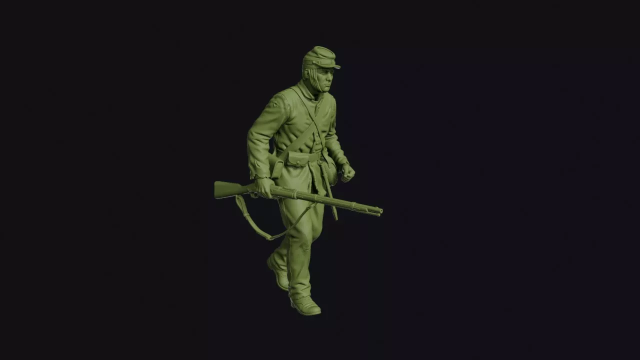 Union Infantryman with a Bandaged Head Walking with his Musket 3D print model