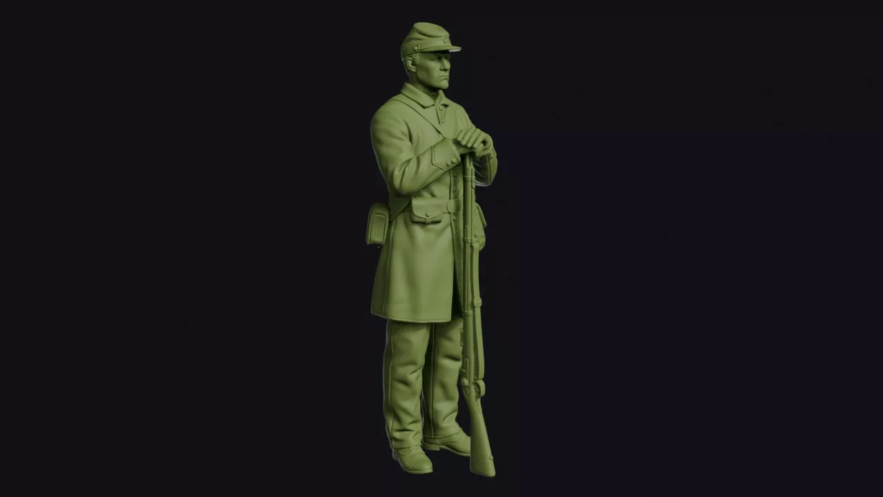 Union Infantryman at Parade Rest with his Hands Folded on his 3D print model