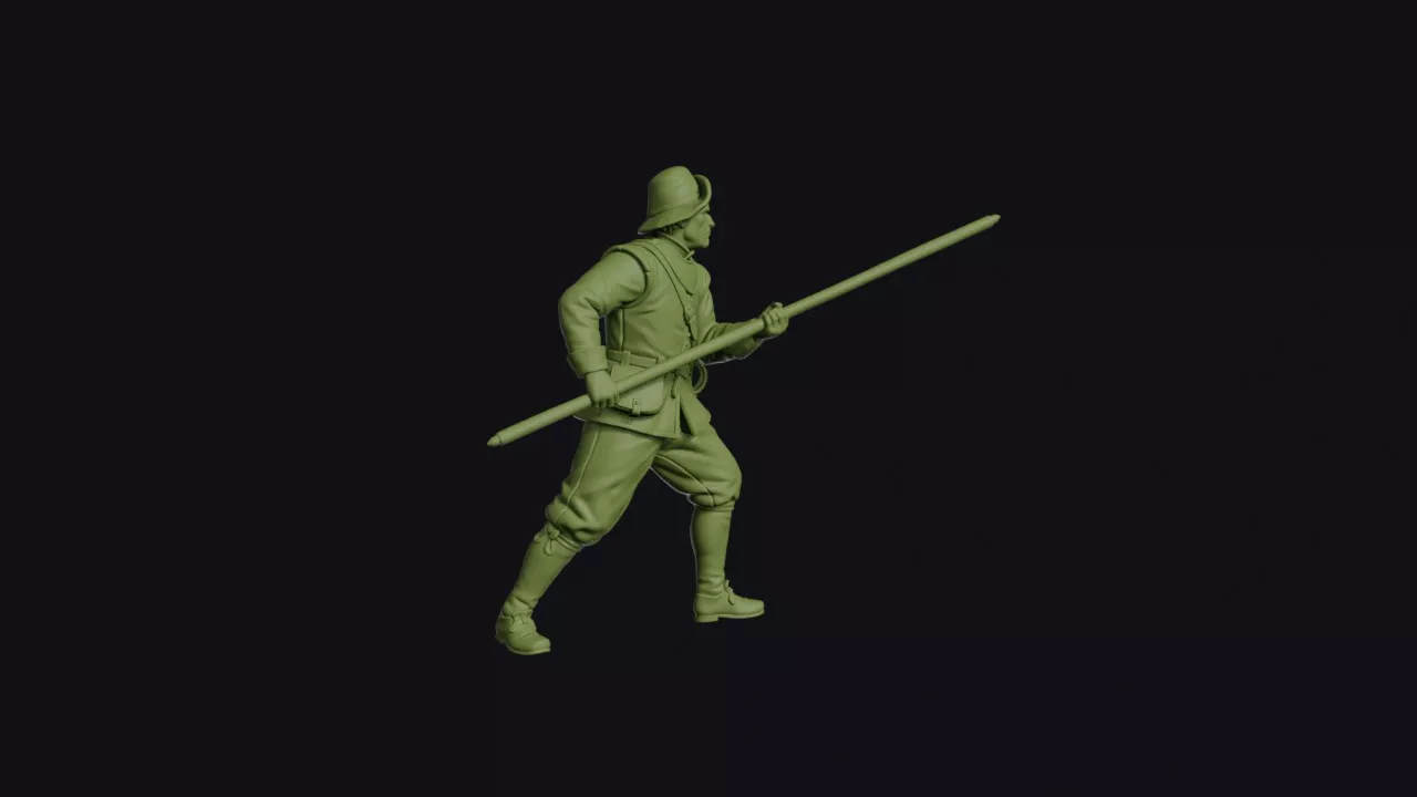 Swedish Thirty Years War Pikeman Lowering his Pike to the 3D print model