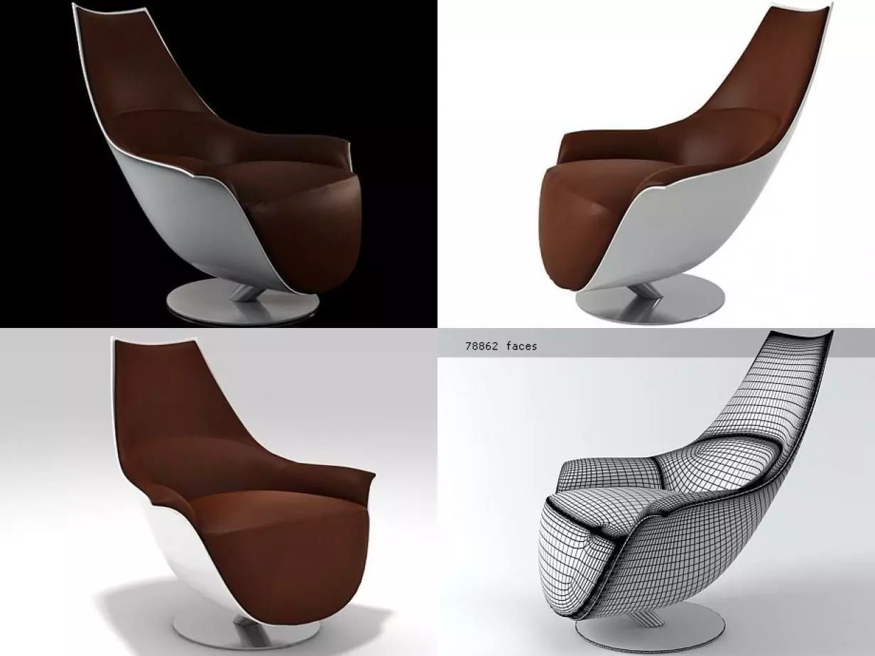 Tongue four different chairs 3D model_2