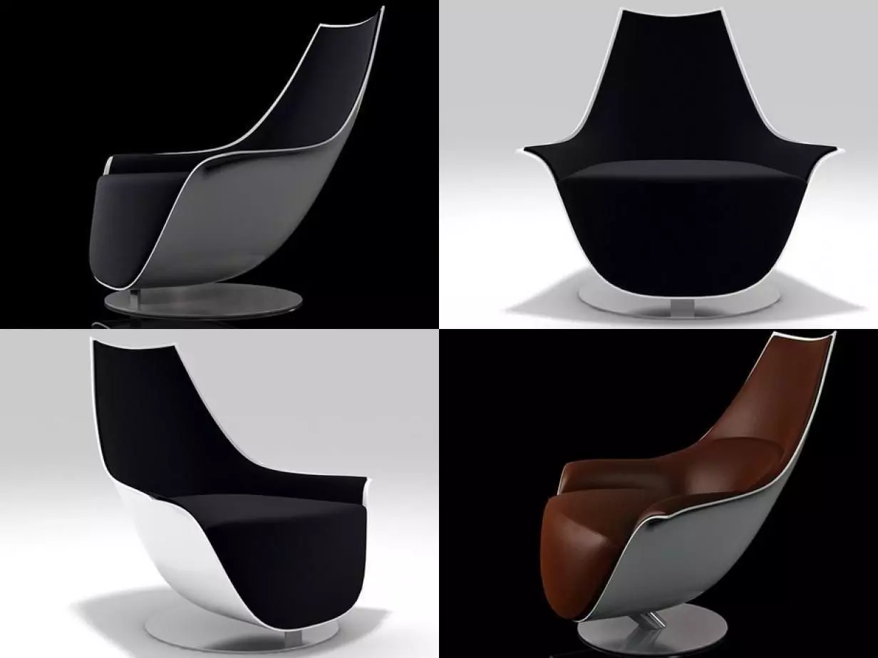 Tongue four different chairs 3D model_1