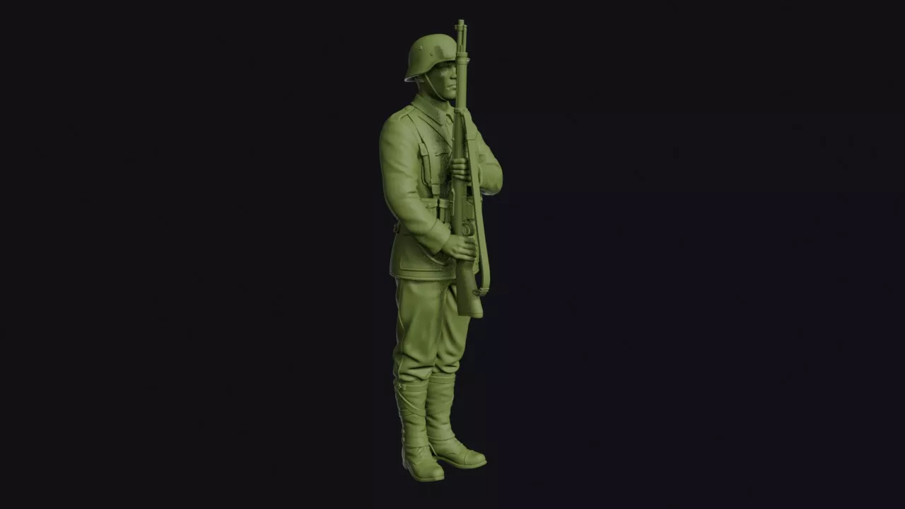 Spanish Civil War Republican Regular Soldier at Present Arms in 3D print model
