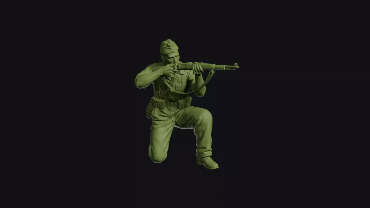 Spanish Civil War Republican Militiaman Kneeling to Fire 3D print model