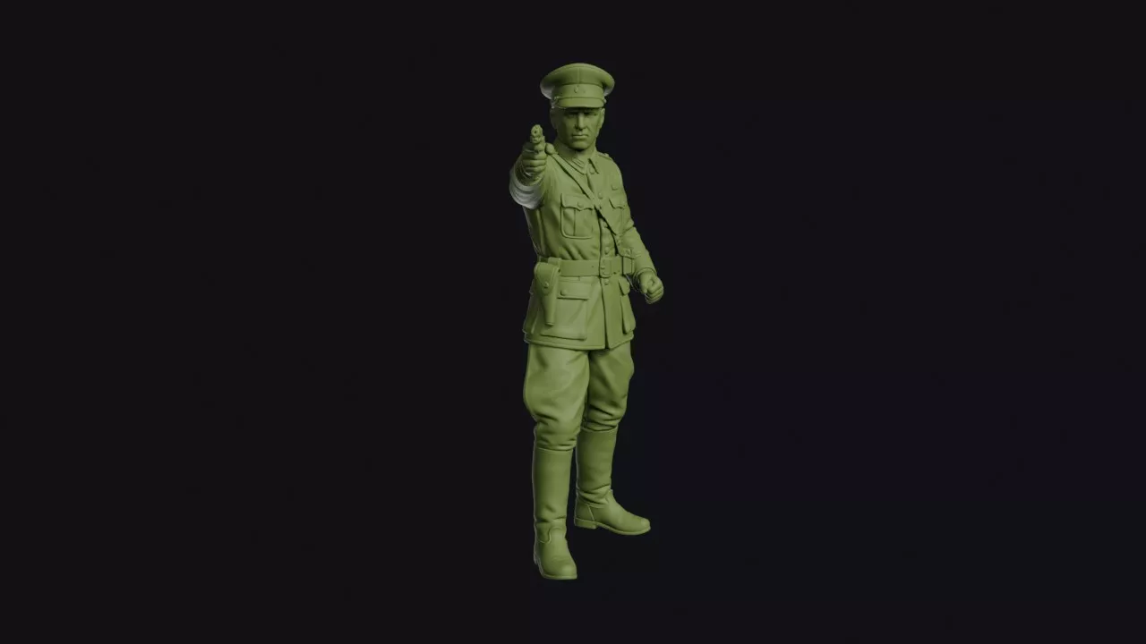 Spanish Civil War Nationalist Officer with a Pistol Raised in 3D print model