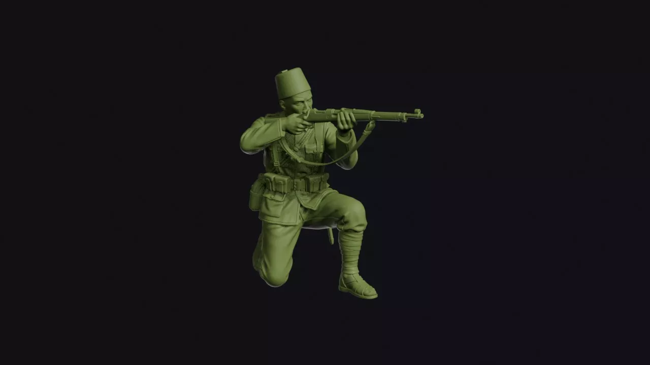 Spanish Civil War Nationalist Moroccan Regular Kneeling to Fire 3D print model