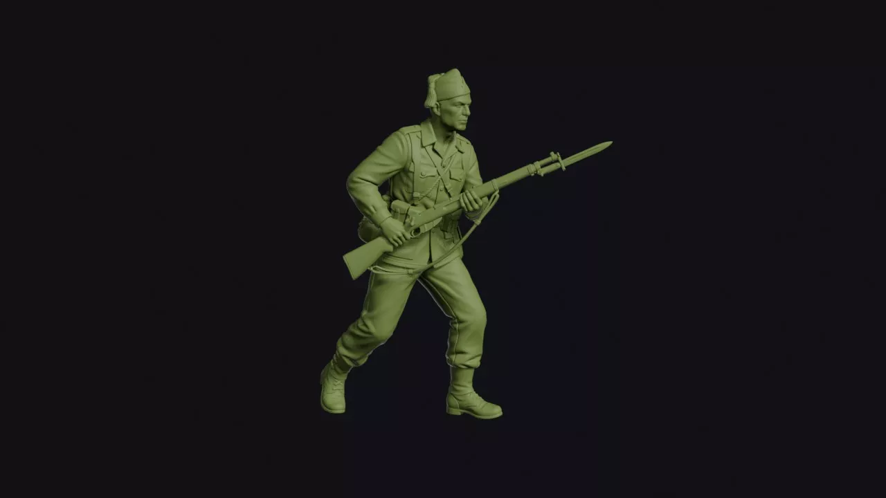 Spanish Civil War Nationalist Legionnaire Charging with Bayonet 3D print model