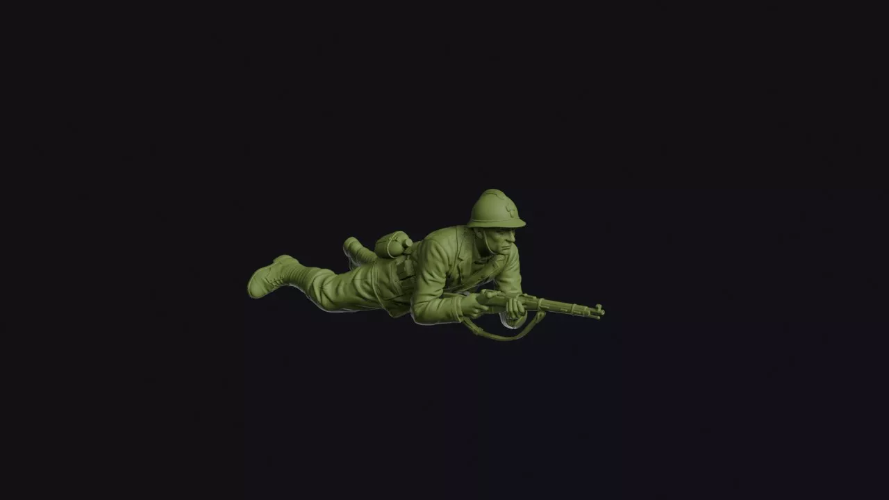 Spanish Civil War International Brigade Volunteer Lying Prone 3D print model