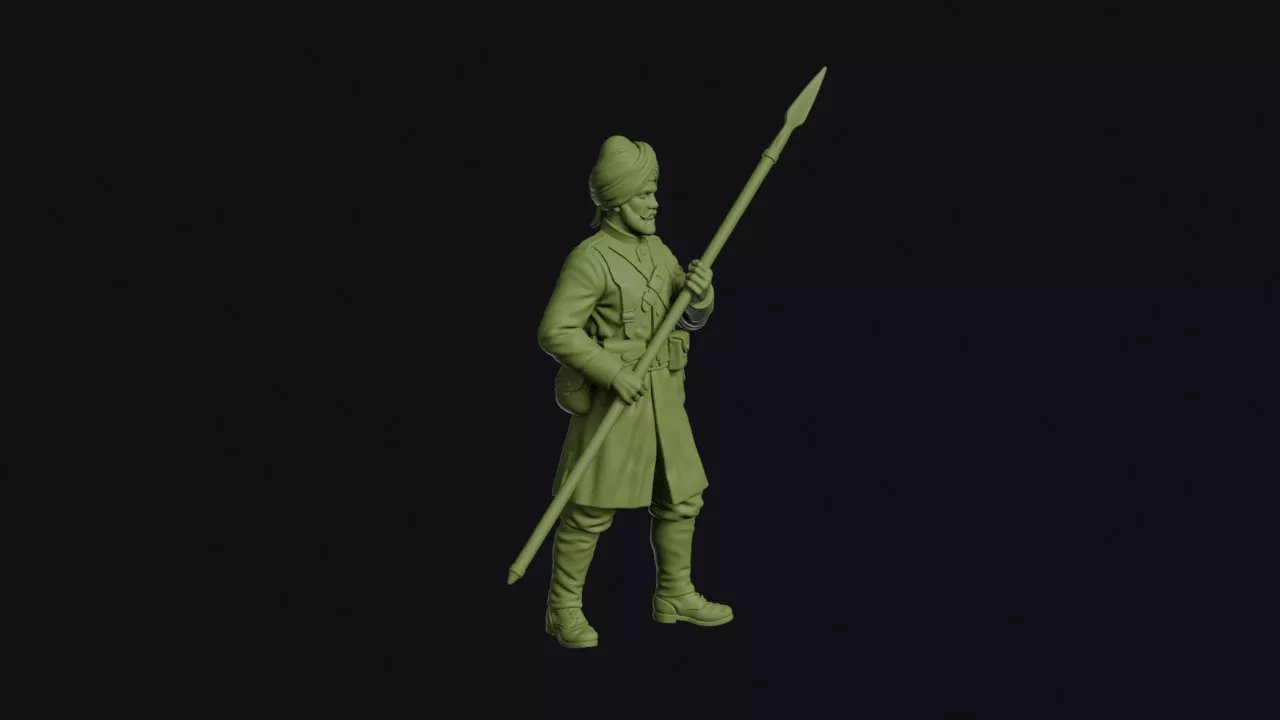 Skinners Horse Trooper Dismounted with Yellow Coat and Turban 3D print model