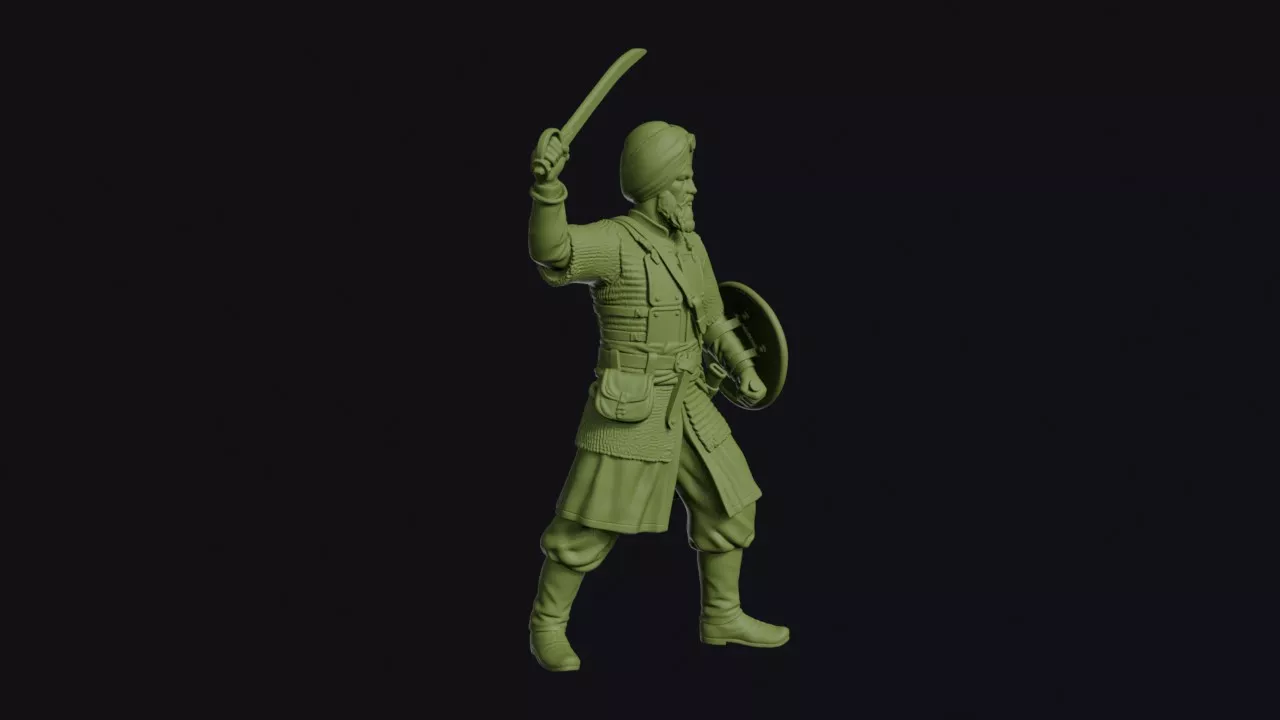 Sikh Khalsa Ghorchara Cavalryman Dismounted with Mail Shirt and 3D print model