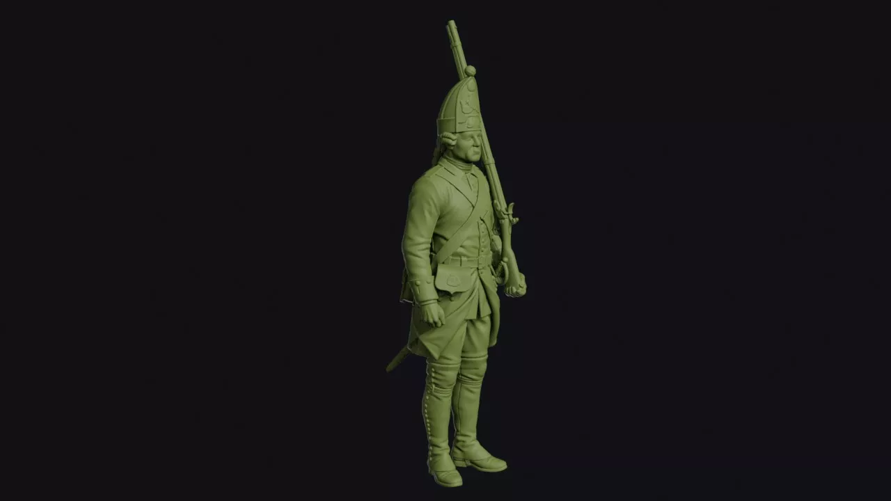Seven Years War Russian Grenadier Standing at Attention with 3D print model