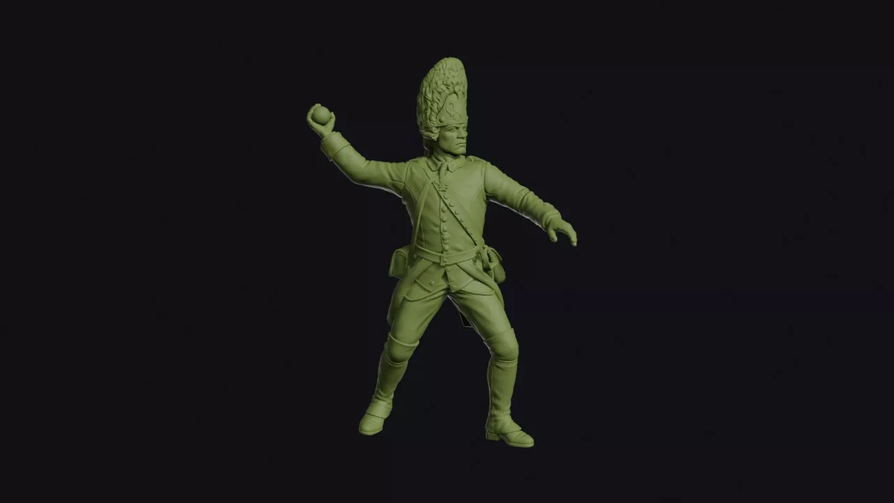 Seven Years War Austrian Grenadier Throwing a Grenade in a Full 3D print model
