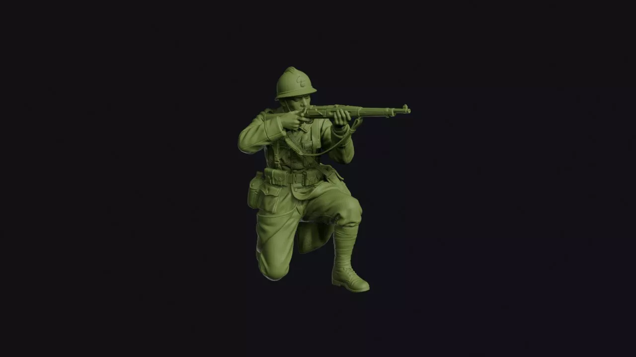 Second World War Yugoslav Royal Army Infantryman Kneeling to 3D print model