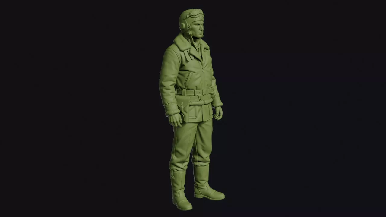 Second World War Polish RAF Pilot Standing in a Leather Jacket 3D print model